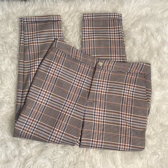 ANTHROPOLOGIE MALCOLM PLAID TAPERED TROUSERS STRAIGHT LEG ROLLED HEM HOUNDSTOOTH - Picture 5 of 13